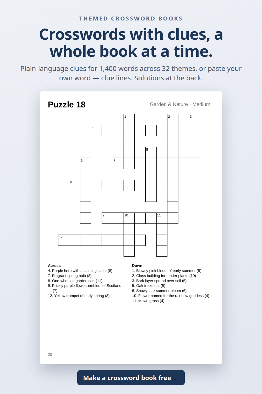 A themed crossword page from a generated KDP book